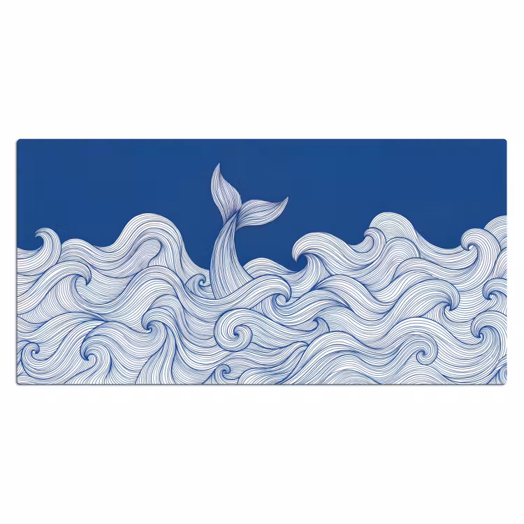 Bureau onderlegger - Walvis - Staart - Golven - Lijntekening - Blauw — 2