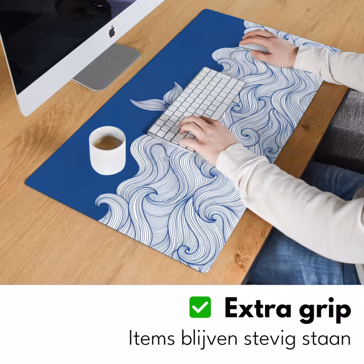 Bureau onderlegger - Walvis - Staart - Golven - Lijntekening - Blauw — 6