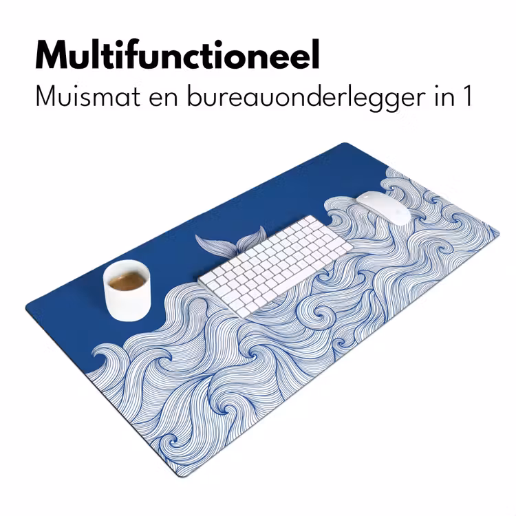 Bureau onderlegger - Walvis - Staart - Golven - Lijntekening - Blauw — 7
