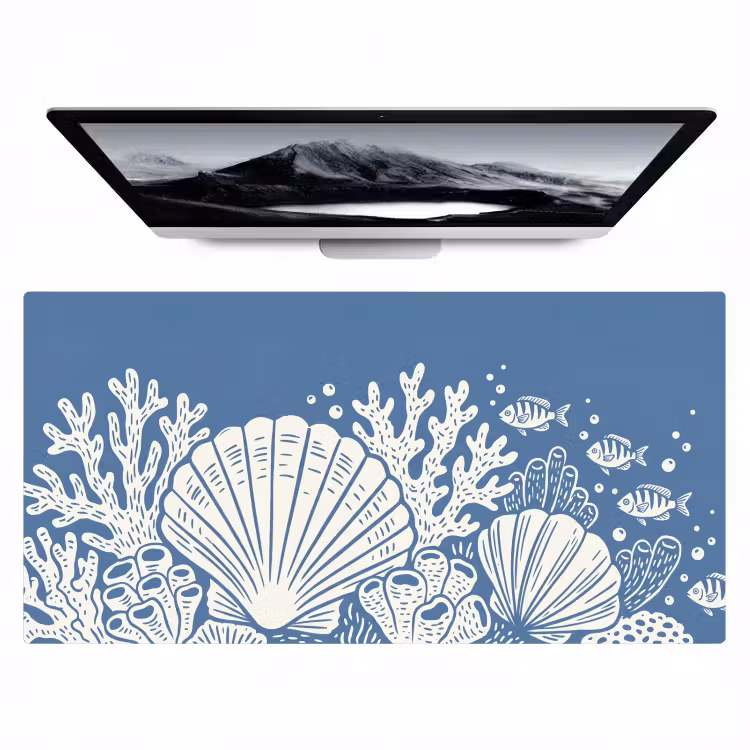 Bureau onderlegger - Zeeleven - Koraal - Schelp - Vis - Illustratie - Onderwater — 1