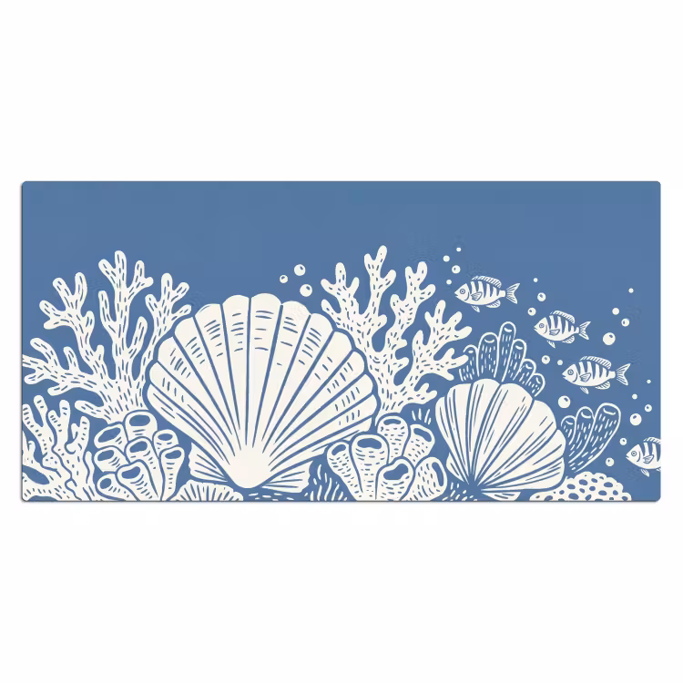 Bureau onderlegger - Zeeleven - Koraal - Schelp - Vis - Illustratie - Onderwater — 2