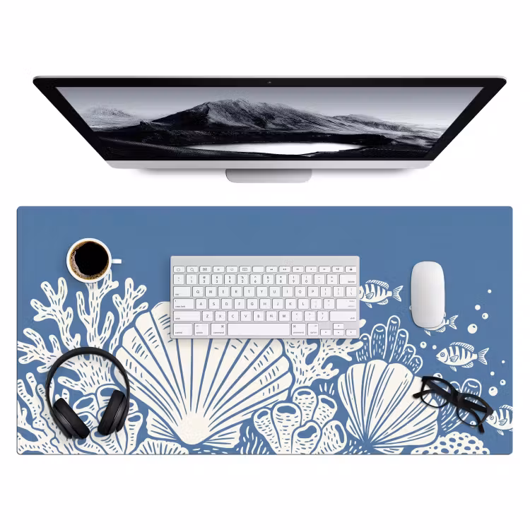 Bureau onderlegger - Zeeleven - Koraal - Schelp - Vis - Illustratie - Onderwater — 4