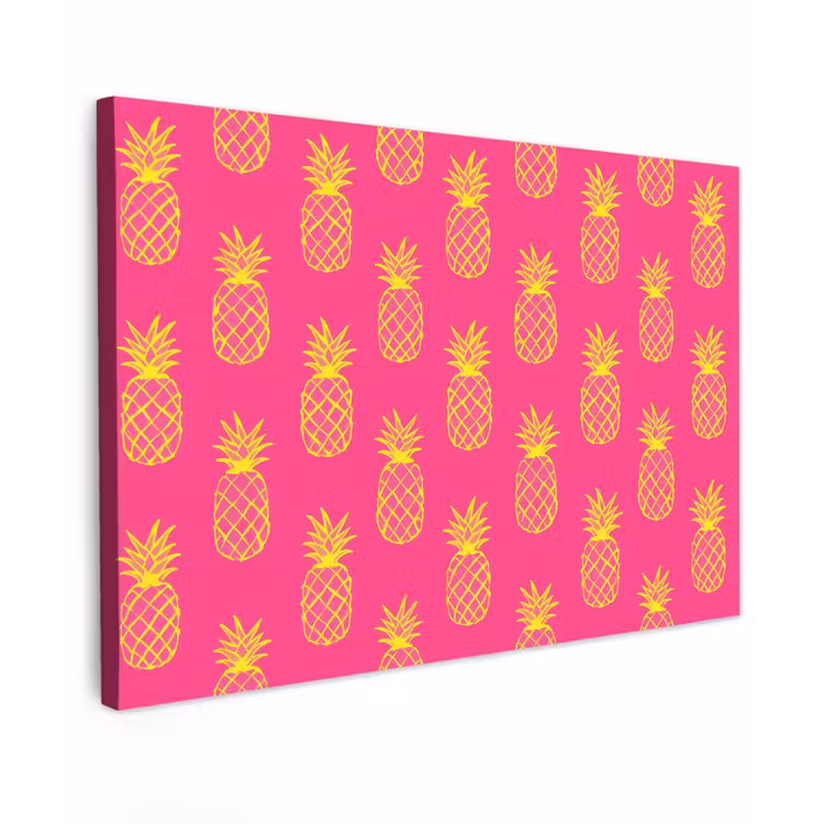 Canvas schilderij - Ananas - Trendy - Roze — 1