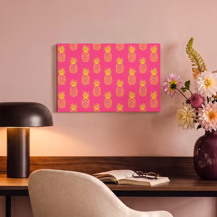Canvas schilderij - Ananas - Trendy - Roze — 4