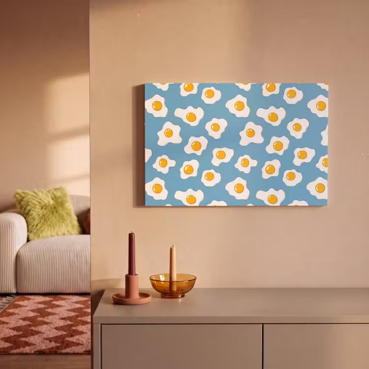 Canvas schilderij - Eieren - Dooiers - Blauw — 2