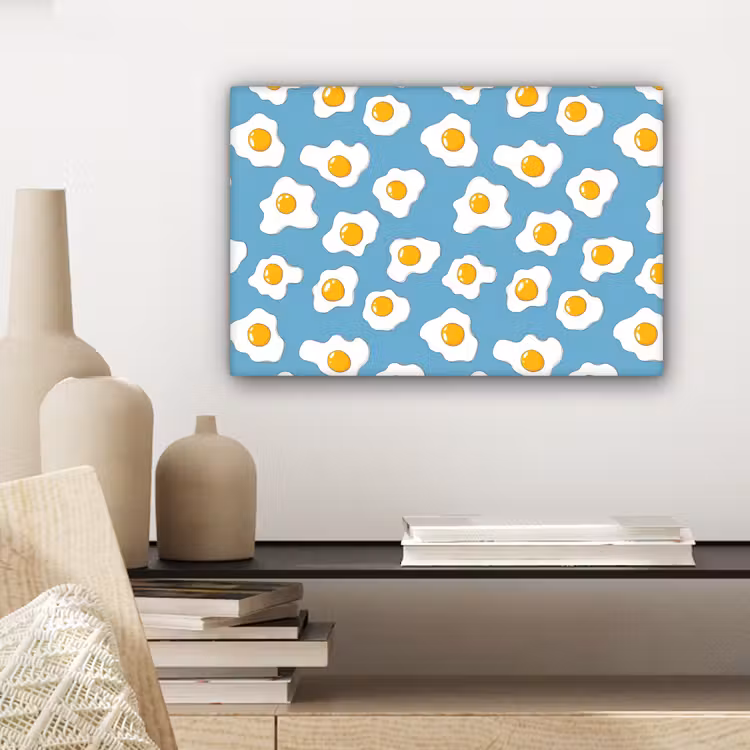 Canvas schilderij - Eieren - Dooiers - Blauw — 5