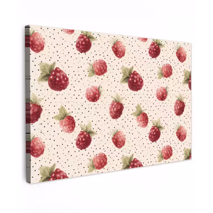 Canvas schilderij - Framboos - Stippen - Rood — 1