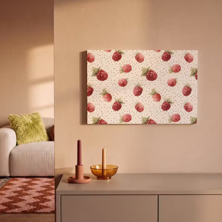 Canvas schilderij - Framboos - Stippen - Rood — 2