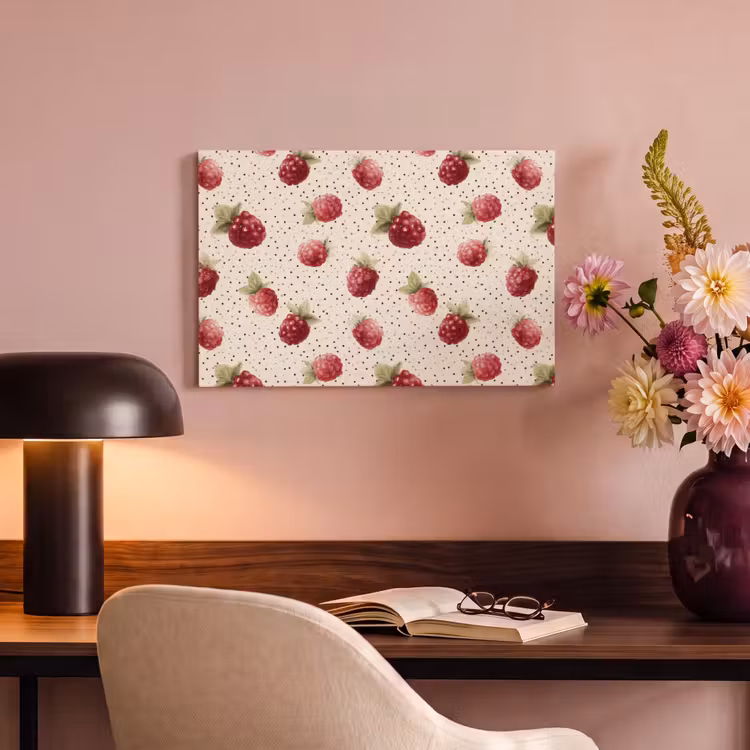 Canvas schilderij - Framboos - Stippen - Rood — 4
