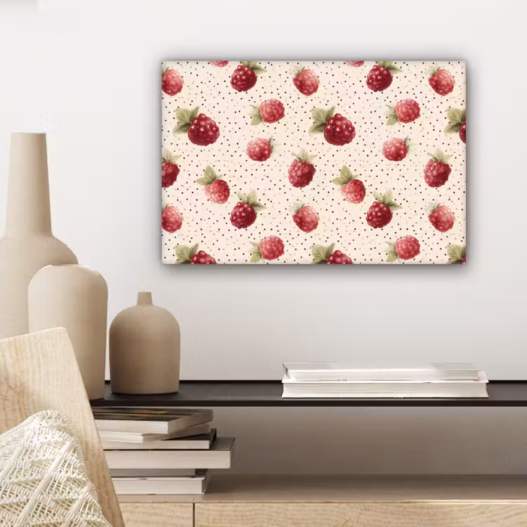 Canvas schilderij - Framboos - Stippen - Rood — 5