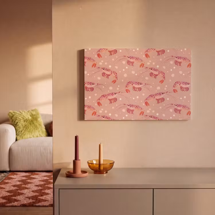 Canvas schilderij - Garnalen - Stippen - Roze — 2
