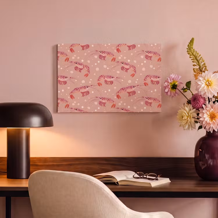 Canvas schilderij - Garnalen - Stippen - Roze — 4