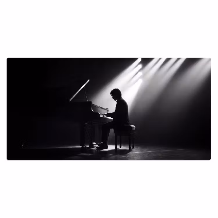 Bureau onderlegger - Persoon - Piano - Muziek - Zwart-wit - Podium — 2