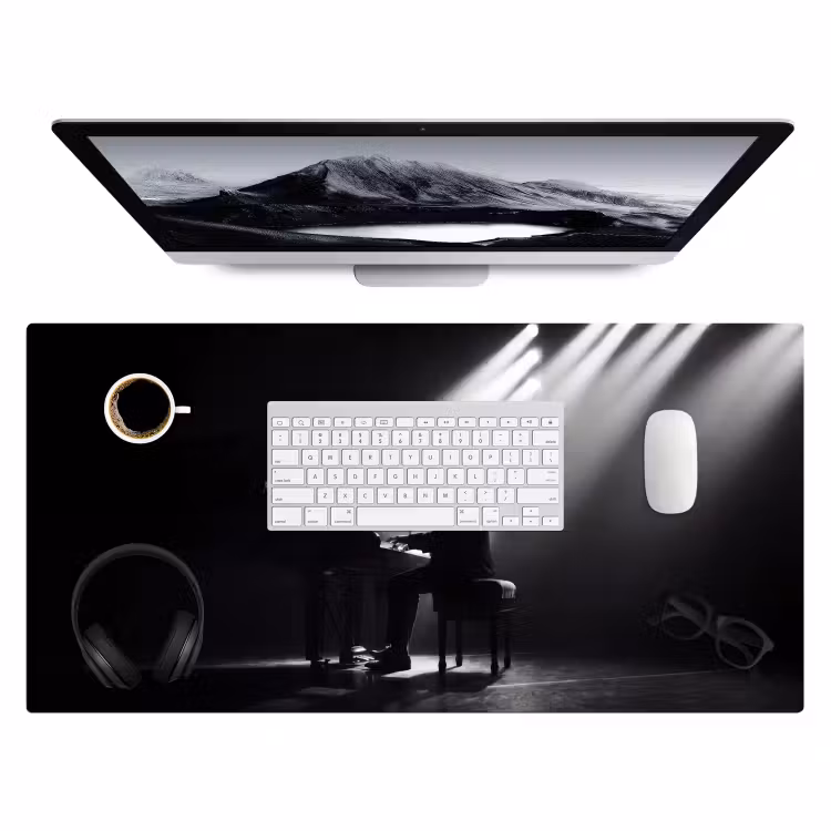 Bureau onderlegger - Persoon - Piano - Muziek - Zwart-wit - Podium — 4