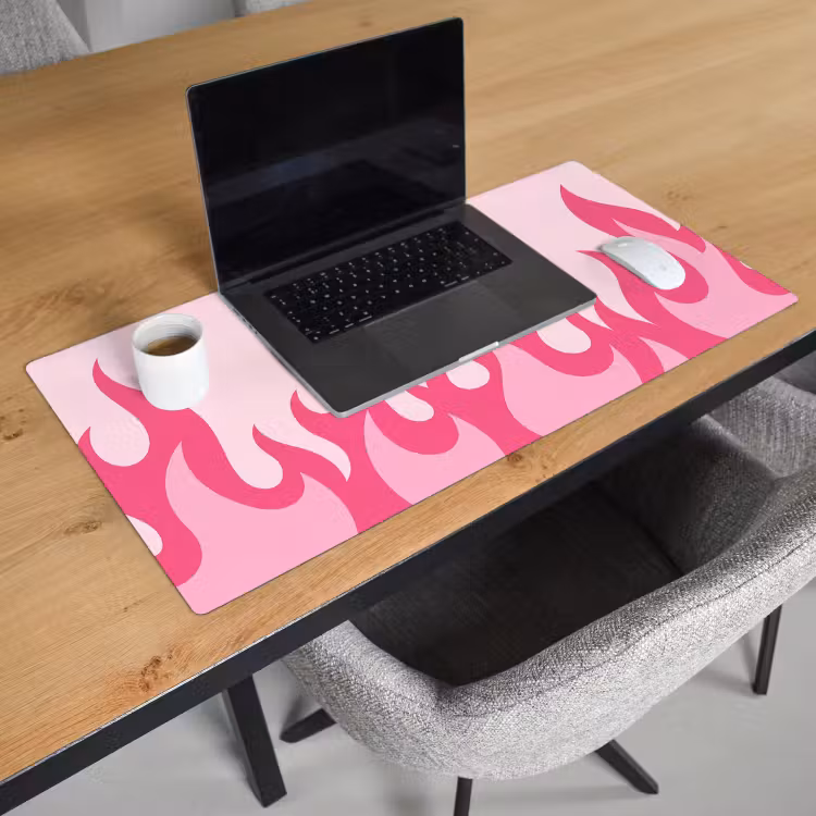 Bureau onderlegger - Vlammen - Patroon - Abstract - Modern - Roze — 3