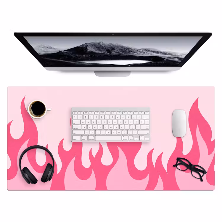 Bureau onderlegger - Vlammen - Patroon - Abstract - Modern - Roze — 4