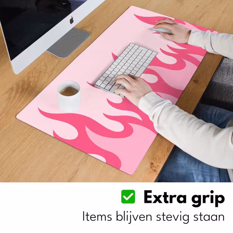 Bureau onderlegger - Vlammen - Patroon - Abstract - Modern - Roze — 6