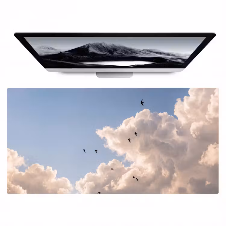 Bureau onderlegger - Vogel - Vlucht - Wolken - Natuur - Blauw — 1