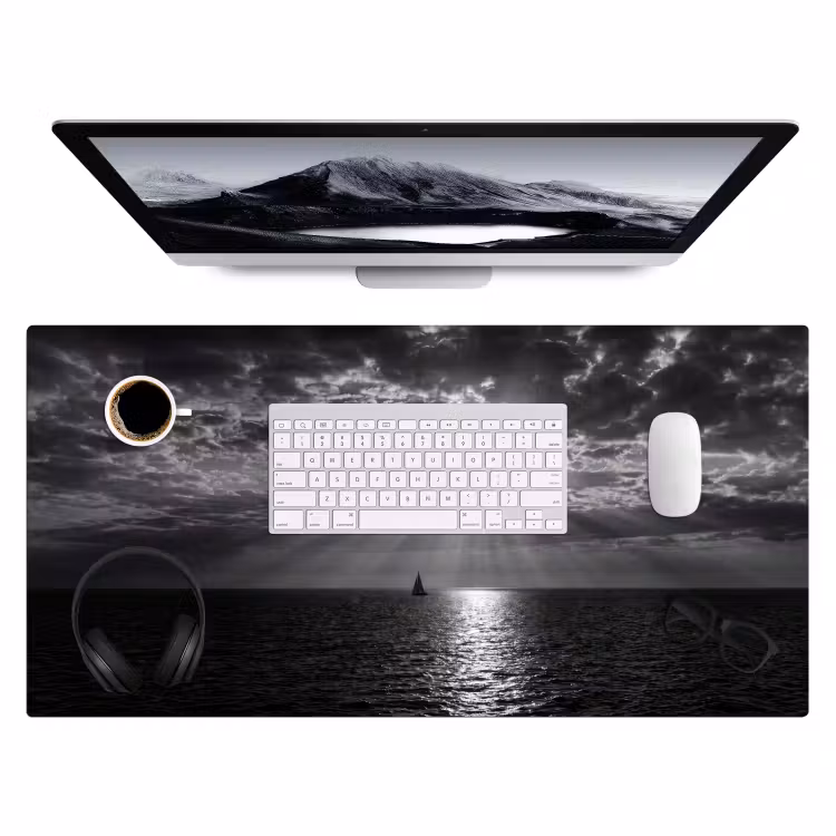 Bureau onderlegger - Water - Boot - Lucht - Natuur - Zwart-wit — 4