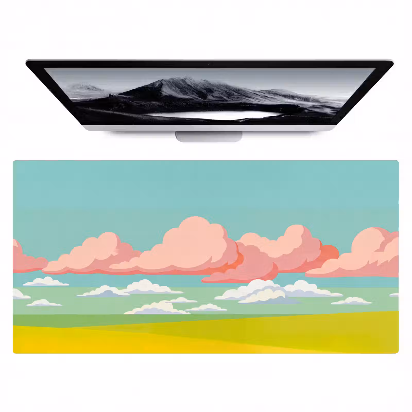 Bureau onderlegger - Wolken - Roze - Natuur - Modern - Pastel — 1