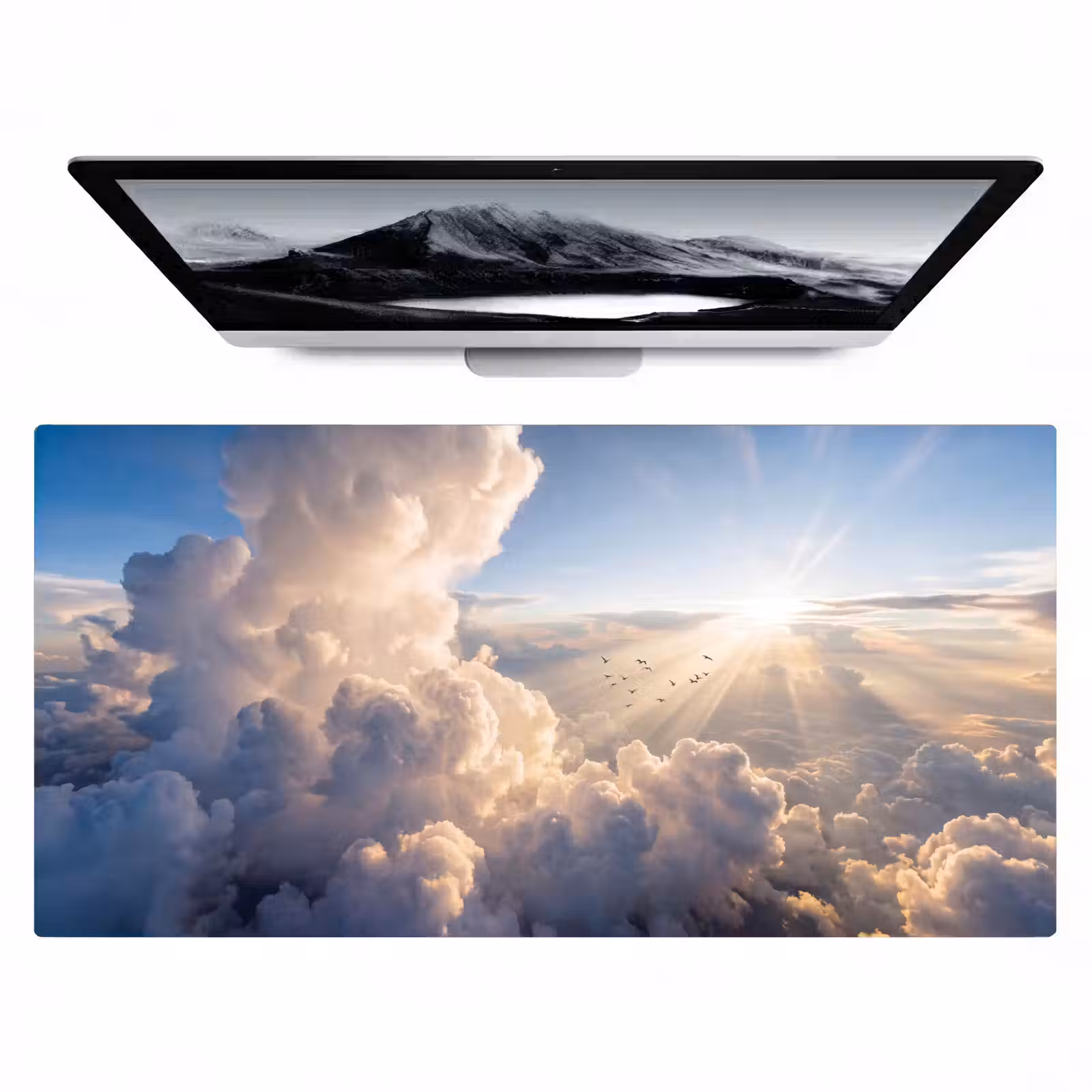 Bureau onderlegger - Wolken - Zonnestralen - Natuur - Wit — 1