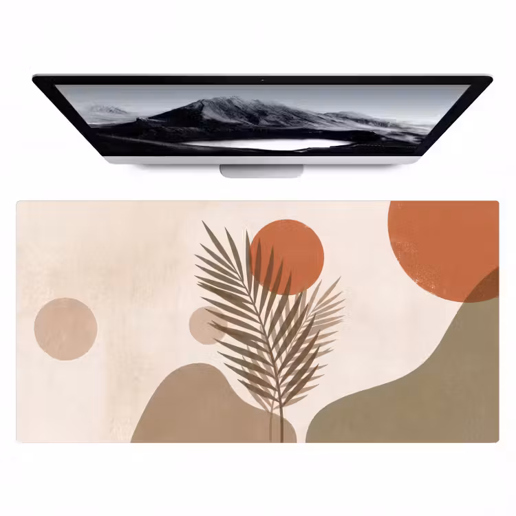 Bureau onderlegger - Planten - Bladeren - Abstract - Modern - Beige — 1