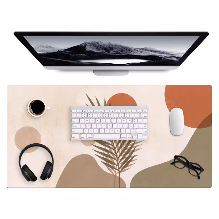 Bureau onderlegger - Planten - Bladeren - Abstract - Modern - Beige — 4