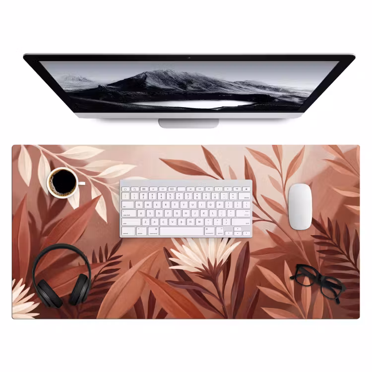 Bureau onderlegger - Planten - Bladeren - Botanisch - Modern - Bruin — 4