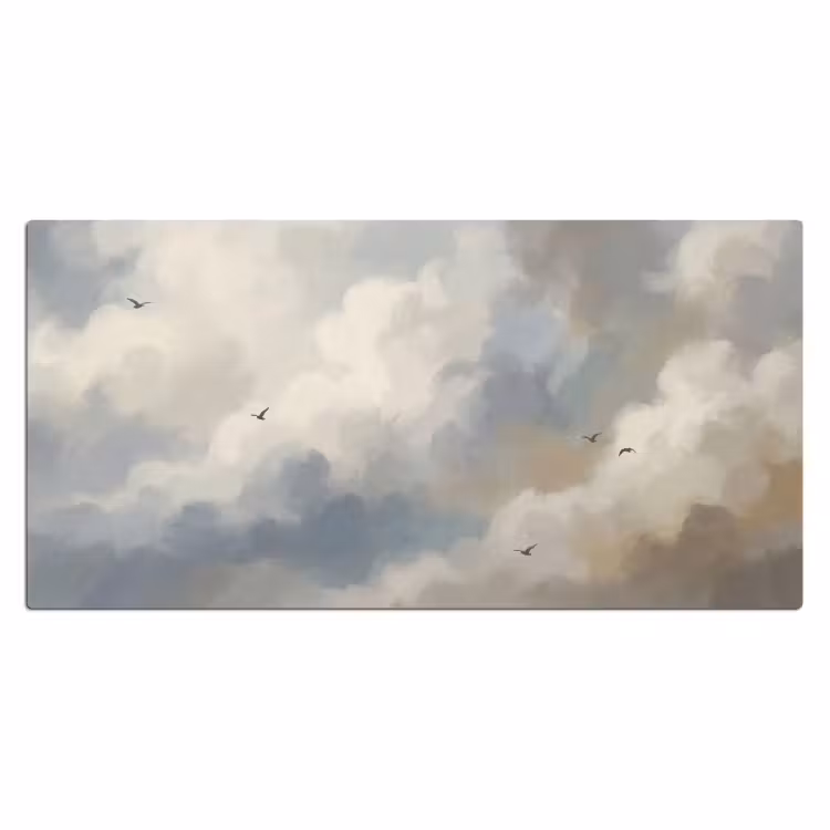 Bureau onderlegger - Vogel - Wolken - Natuur - Modern - Grijs — 2