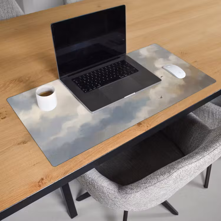 Bureau onderlegger - Vogel - Wolken - Natuur - Modern - Grijs — 3