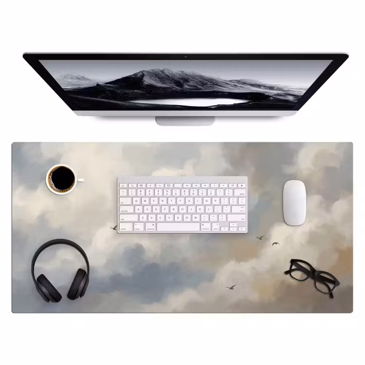 Bureau onderlegger - Vogel - Wolken - Natuur - Modern - Grijs — 4