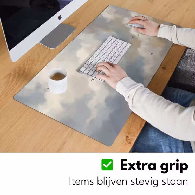 Bureau onderlegger - Vogel - Wolken - Natuur - Modern - Grijs — 6