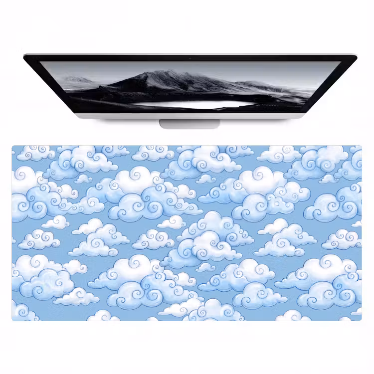 Bureau onderlegger - Wolken - Patroon - Hemel - Illustratie - Wit — 1