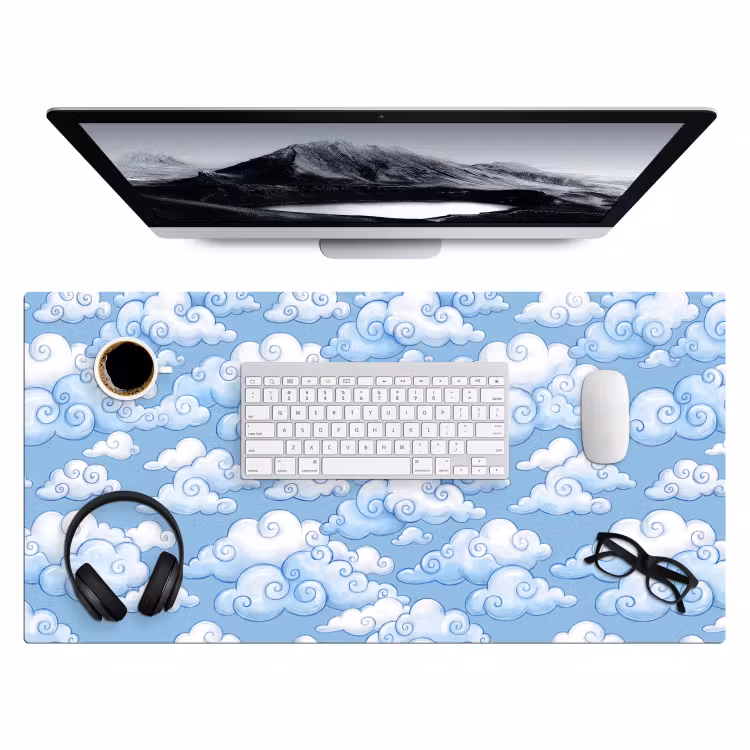 Bureau onderlegger - Wolken - Patroon - Hemel - Illustratie - Wit — 4
