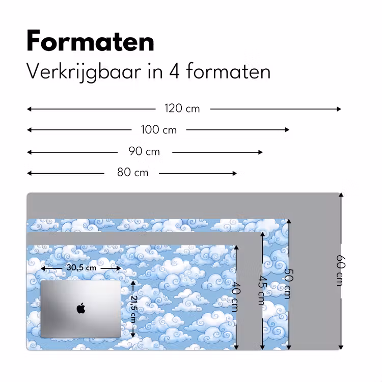 Bureau onderlegger - Wolken - Patroon - Hemel - Illustratie - Wit — 8