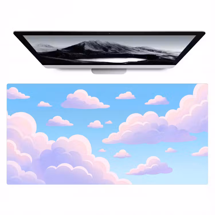 Bureau onderlegger - Wolken - Roze - Blauw - Natuur - Modern — 1