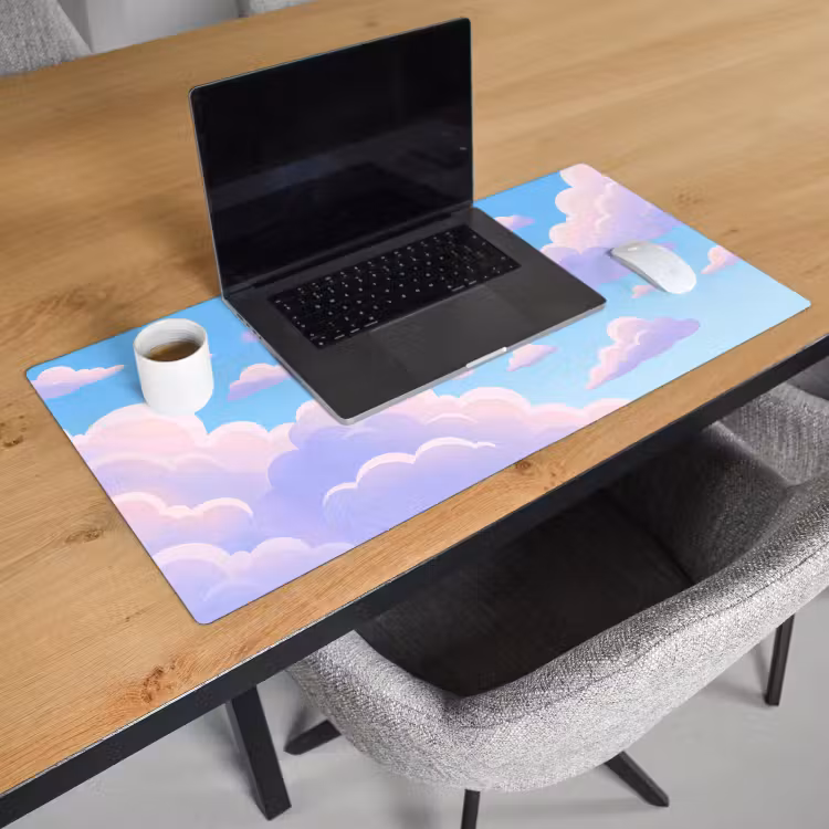 Bureau onderlegger - Wolken - Roze - Blauw - Natuur - Modern — 3