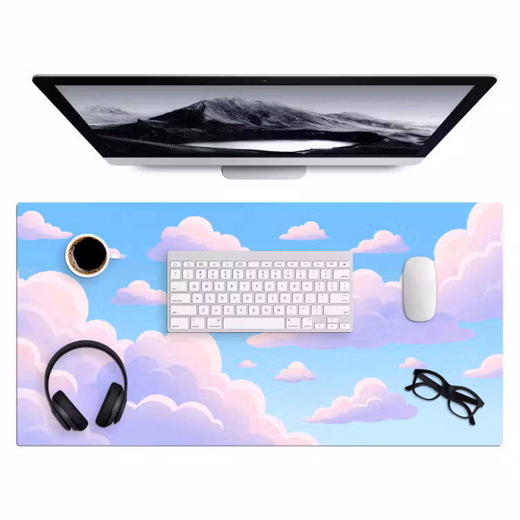Bureau onderlegger - Wolken - Roze - Blauw - Natuur - Modern — 4