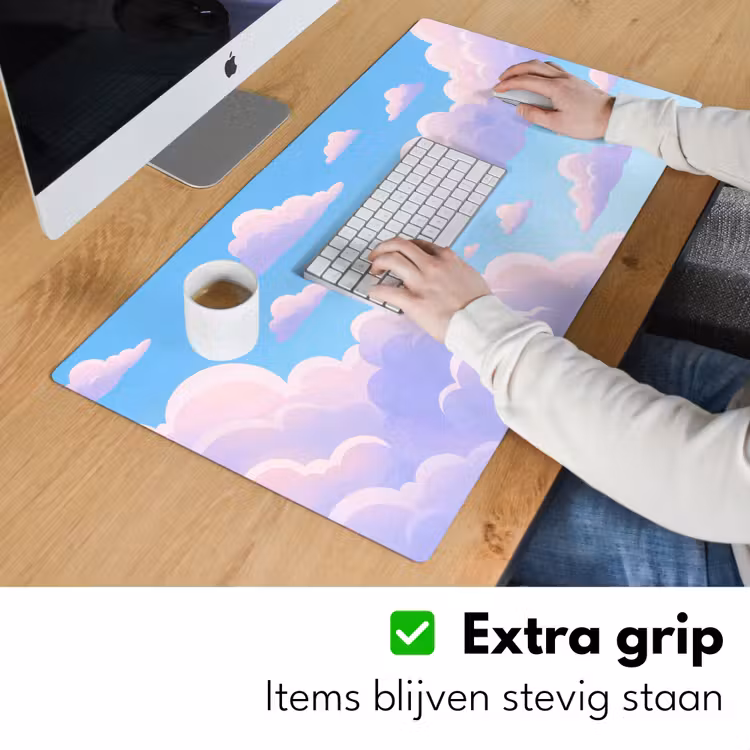 Bureau onderlegger - Wolken - Roze - Blauw - Natuur - Modern — 6