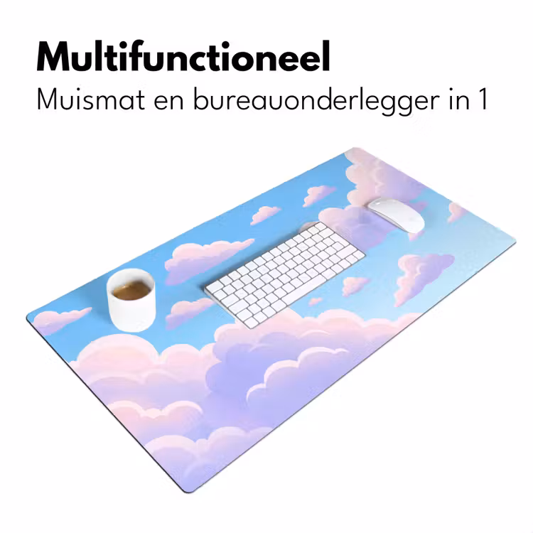Bureau onderlegger - Wolken - Roze - Blauw - Natuur - Modern — 7