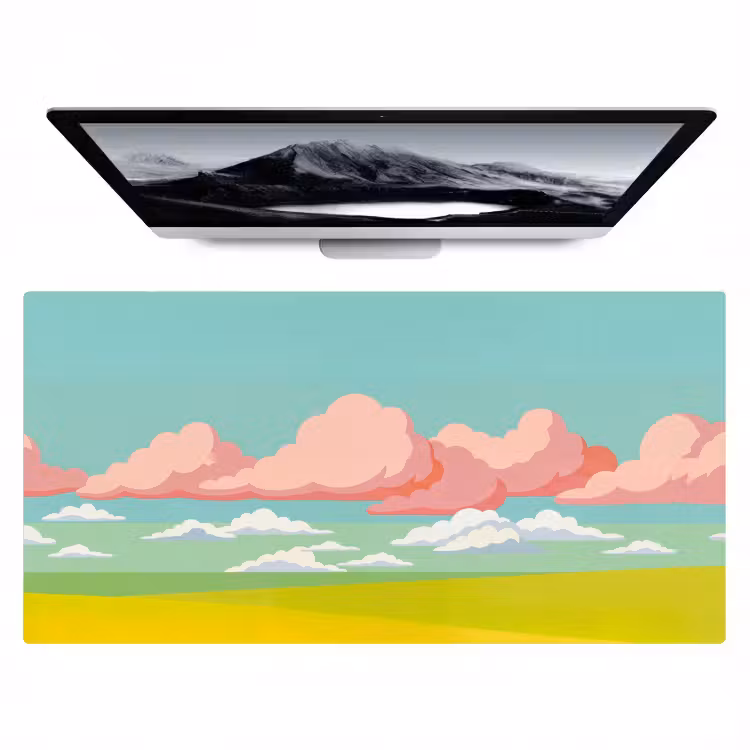 Bureau onderlegger - Wolken - Roze - Natuur - Modern - Pastel — 1