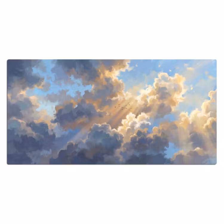 Bureau onderlegger - Wolken - Zonnestralen - Natuur - Abstract - Blauw — 2