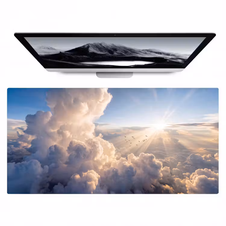 Bureau onderlegger - Wolken - Zonnestralen - Natuur - Wit — 1
