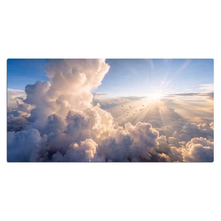 Bureau onderlegger - Wolken - Zonnestralen - Natuur - Wit — 2