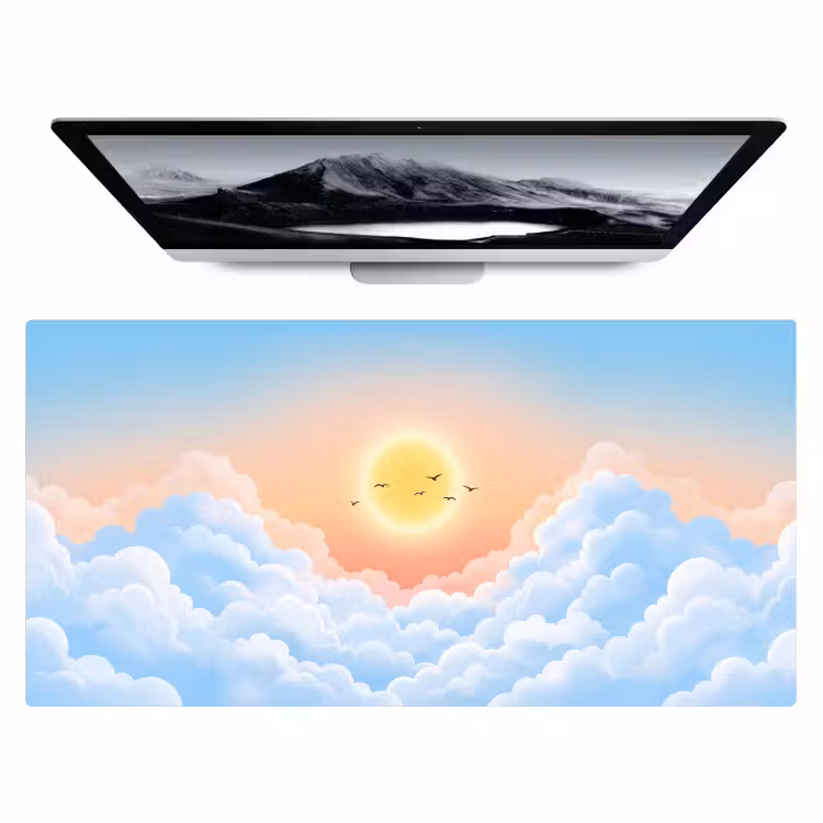 Bureau onderlegger - Zon - Vogels - Lucht - Natuur - Geel — 1