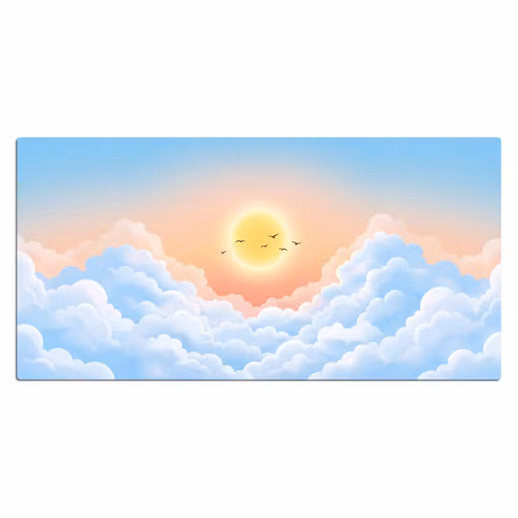 Bureau onderlegger - Zon - Vogels - Lucht - Natuur - Geel — 2