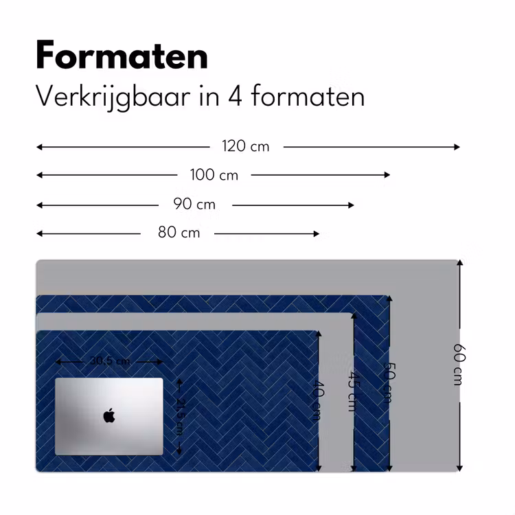 Bureau onderlegger - Visgraat - Wandtegel - Donkerblauw - Navy Blue — 8