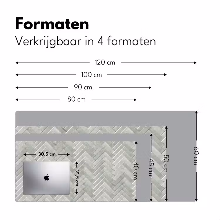 Bureau onderlegger - Visgraat - Wandtegel - Grijs — 8