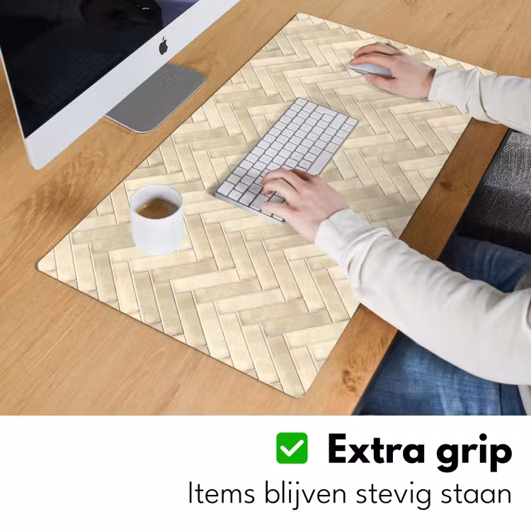 Bureau onderlegger - Visgraat - Wandtegel - Licht Beige — 6