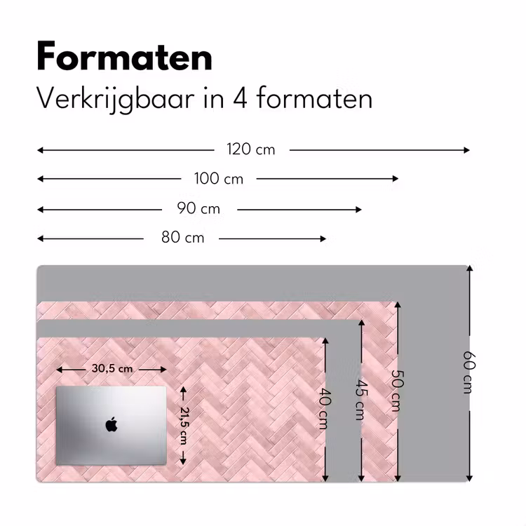 Bureau onderlegger - Visgraat - Wandtegel - Lichtroze — 8